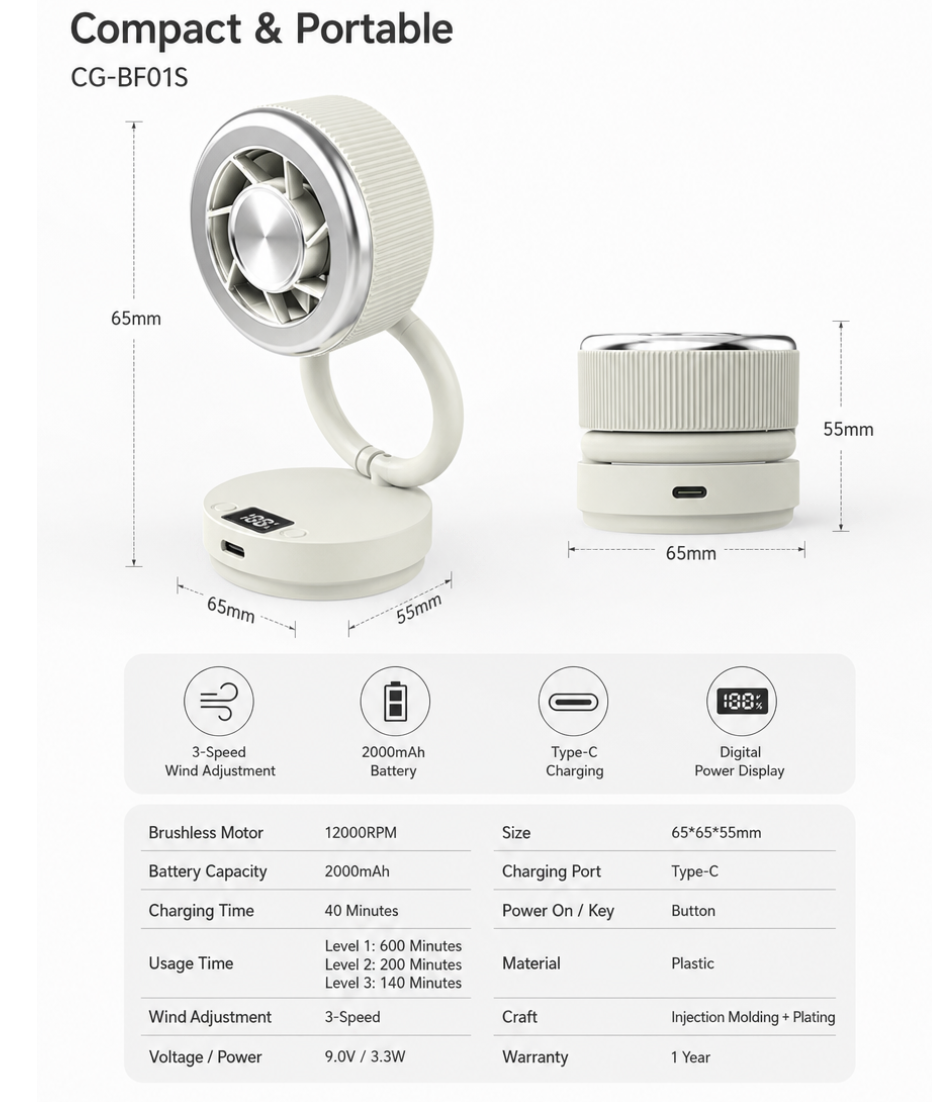 Long Runtime Mini Fan