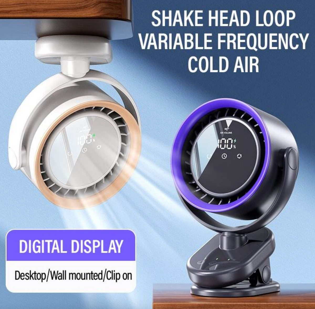 Ultra-thin Digital Display Portable Fan
